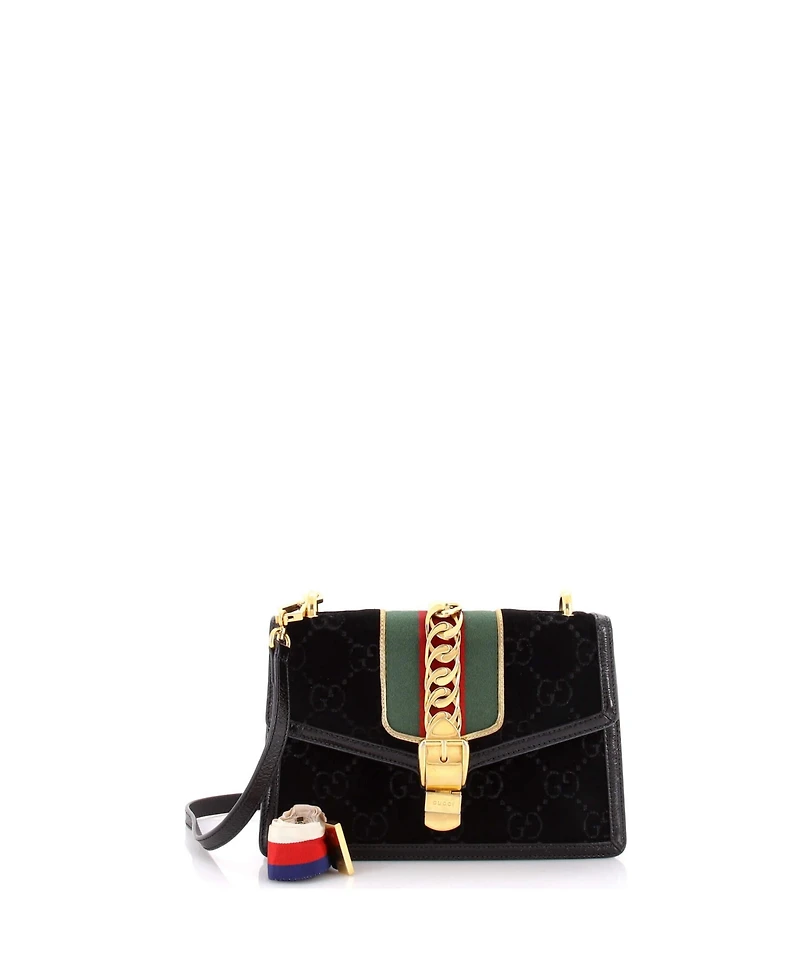 Pre-Owned Gucci Small Sylvie Shoulder Bag Gg Velvet
