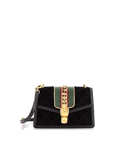 Pre-Owned Gucci Small Sylvie Shoulder Bag Gg Velvet