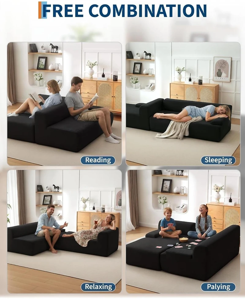 gaomon 108" Cloud Sectional Sofa with Chaise, Boneless Corduroy L-Shaped Couch, No Assembly