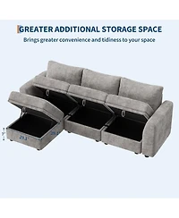 gaomon 108" Sectional Sofa, L-Shaped Cloud Couch with Storage and Ottoman, 4-Seat Chenille Sofa