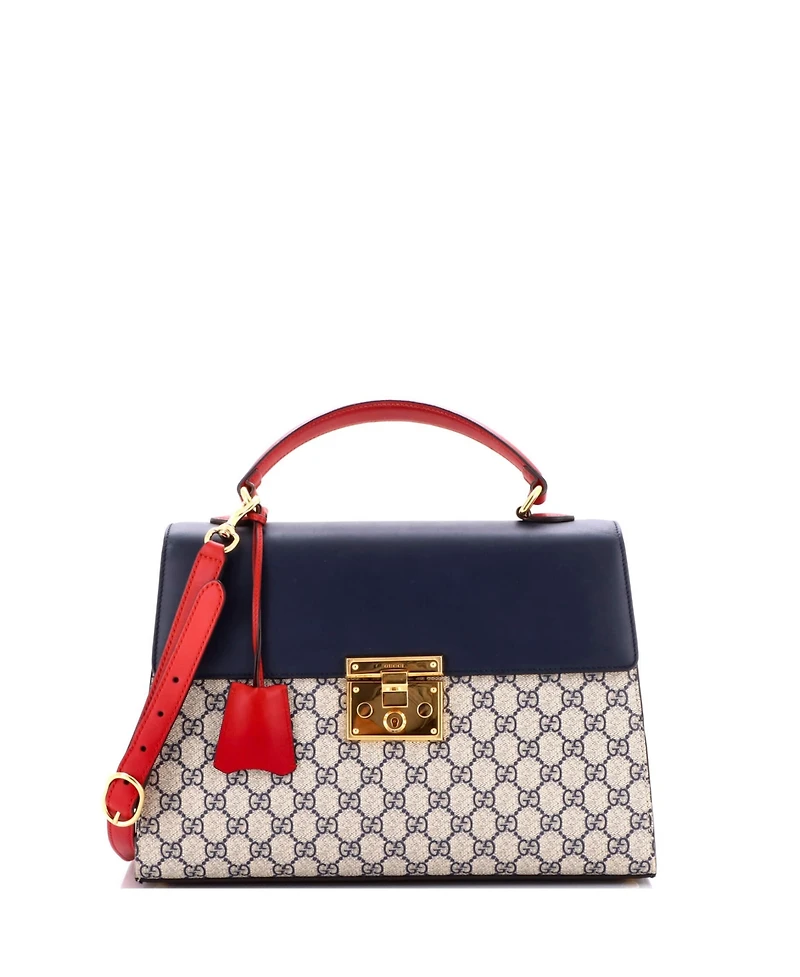 Pre-Owned Gucci Medium Padlock Top Handle Bag Gg Coated Canvas and Leather