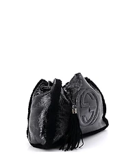 Pre-Owned Gucci Medium Soho Chain Strap Shoulder Bag Patent and Shearling