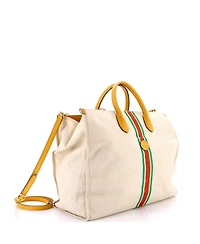 Pre-Owned Gucci Large Foldable Web Tote Canvas with Leather