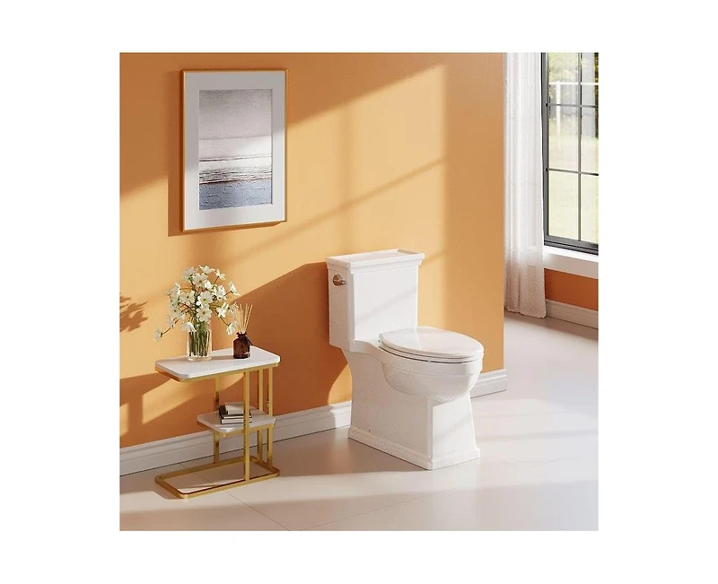gaomon One Piece Toilet for Bathroom, Elongated Toilet with Left-Hand Trip Lever, Dual Flush 0.8/1.28 Gpf, Soft-Close Seat