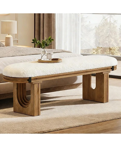 Tribesigns Solid Wood Bench, End of Bed Bench, Entryway Bench with Upholstered