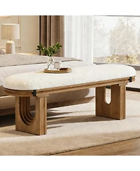 Tribesigns Solid Wood Bench, End of Bed Bench, Entryway Bench with Upholstered
