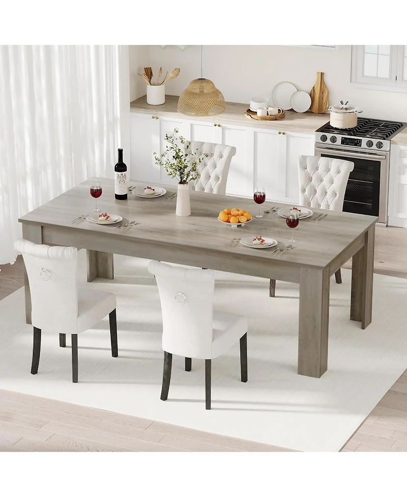 gaomon 71" Farmhouse Dining Table for 6-8, Thick Rectangular Top & Wide Legs