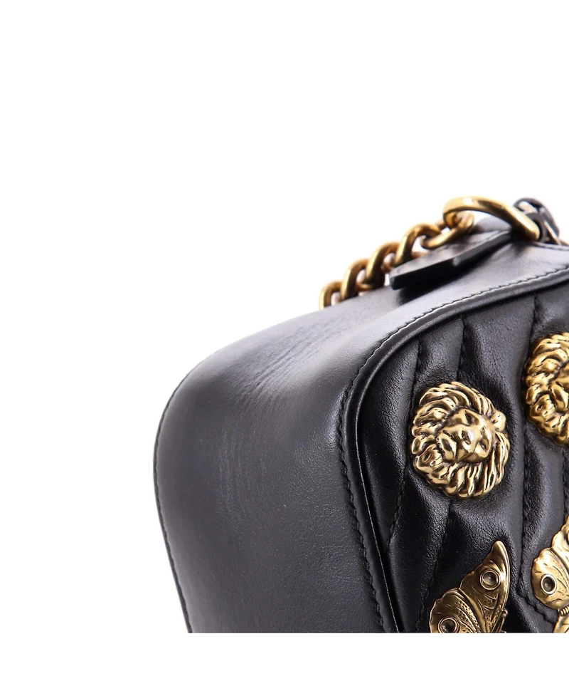 Pre-Owned Gucci Small Gg Marmont Shoulder Bag Embellished Matelasse Leather