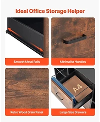 Gouun 2 Drawer Mobile File Cabinet with Open Shelves and Lockable Wheels