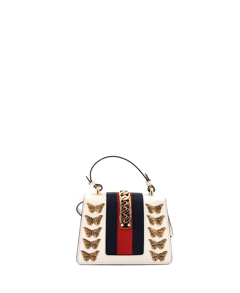 Pre-Owned Gucci Mini Sylvie Top Handle Bag Embellished Leather