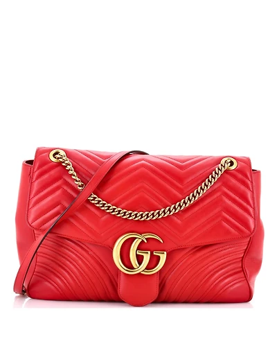 Pre-Owned Gucci Large Gg Marmont Flap Bag Matelasse Leather