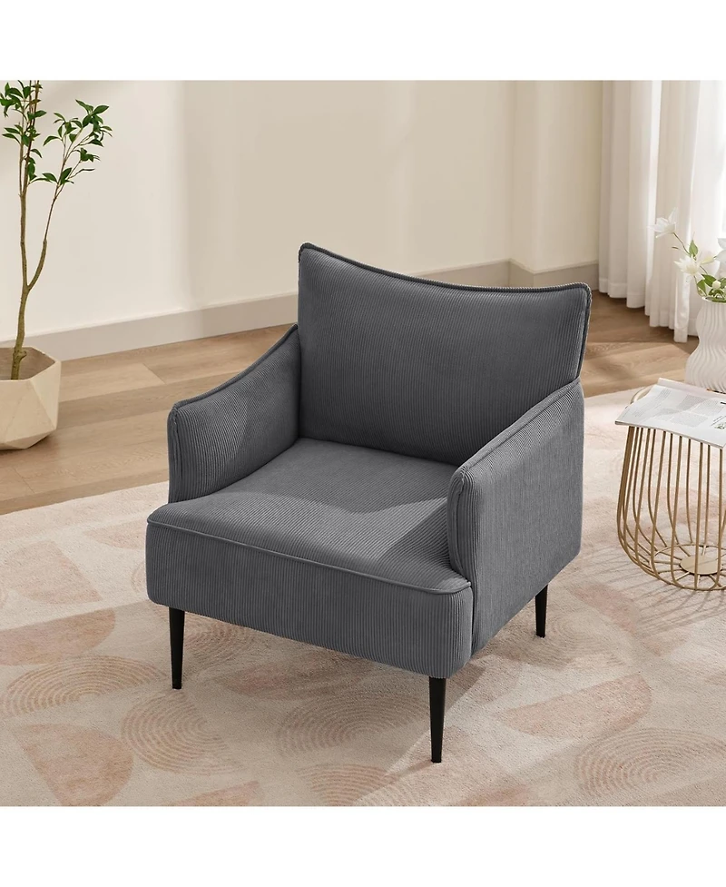 gaomon Mid Century Accent Chair, Comfy Living Room Chair Armchair Grey Fabric Sofa for Bedroom