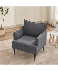 gaomon Mid Century Accent Chair, Comfy Living Room Chair Armchair Grey Fabric Sofa for Bedroom