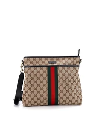 Pre-Owned Gucci Small Front Pocket Web Messenger Gg Canvas