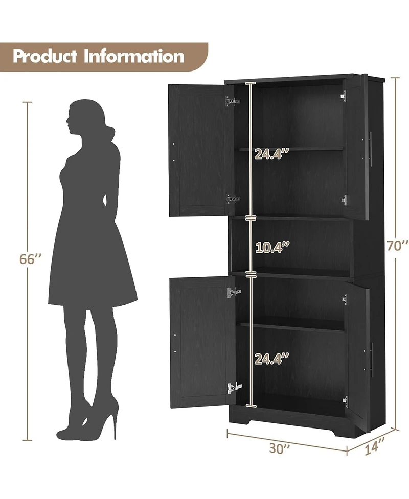 gaomon Tall Kitchen Pantry Cabinet, Storage Cabinet with Doors and Adjustable Shelves, Freestanding Cupboard for Living Room, Dining Room