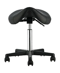 Gouun Adjustable Saddle Stool with Wheels 400 lb Capacity Swivel Pu Leather Salon Chair