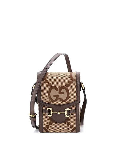 Pre-Owned Gucci Mini Horsebit 1955 Crossbody Bag Jumbo Gg Canvas
