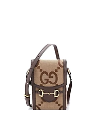 Pre-Owned Gucci Mini Horsebit 1955 Crossbody Bag Jumbo Gg Canvas