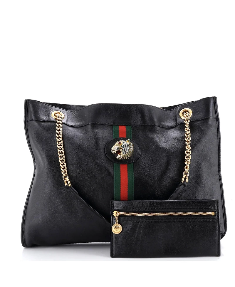 Pre-Owned Gucci Large Rajah Chain Tote Leather