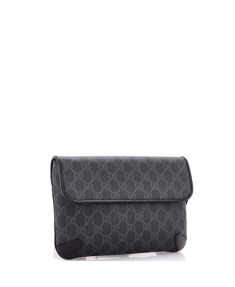 Pre-Owned Gucci Web Flap Belt Bag Gg Coated Canvas