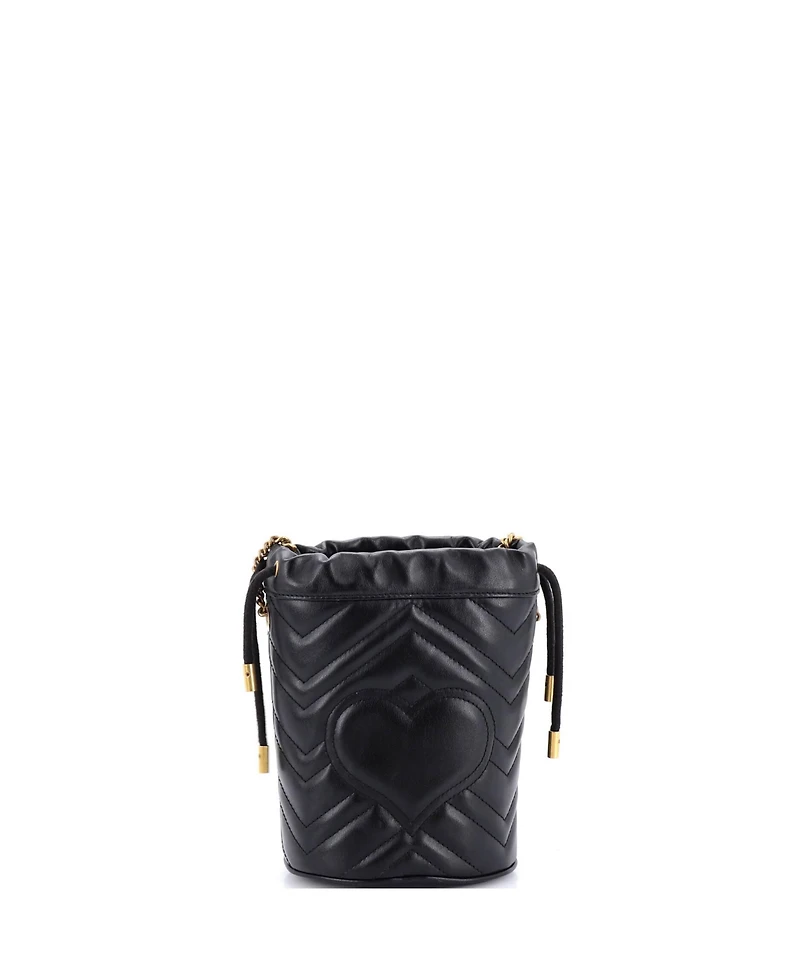 Pre-Owned Gucci Mini Gg Marmont Bucket Bag Matelasse Leather