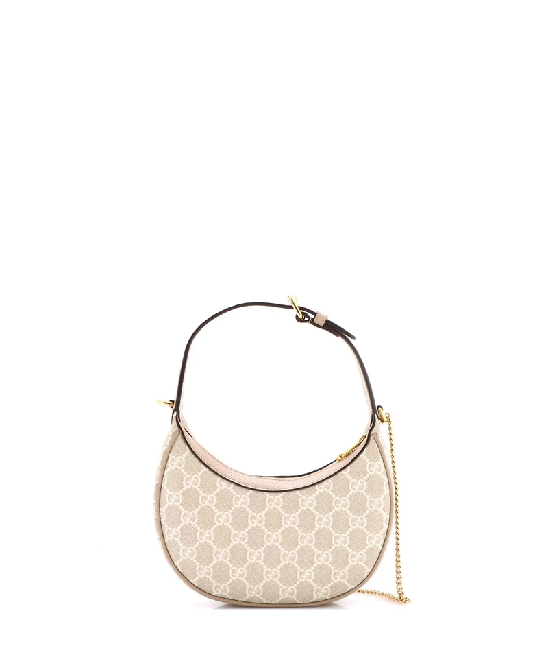 Pre-Owned Gucci Mini Interlocking G Patch Half Moon Hobo Gg Coated Canvas