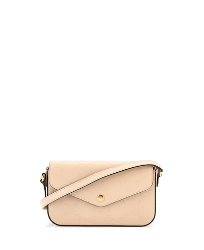 Pre-Owned Gucci Super Mini Envelope Flap Crossbody Bag Jumbo Gg Embossed Leather