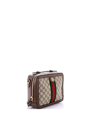Pre-Owned Gucci Small Ophidia Zip Around Camera Bag Gg Coated Canvas