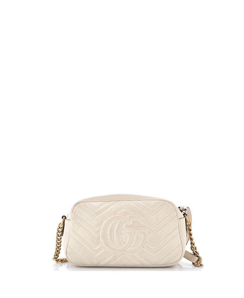 Pre-Owned Gucci Small Gg Marmont Monochrome Shoulder Bag Matelasse Leather