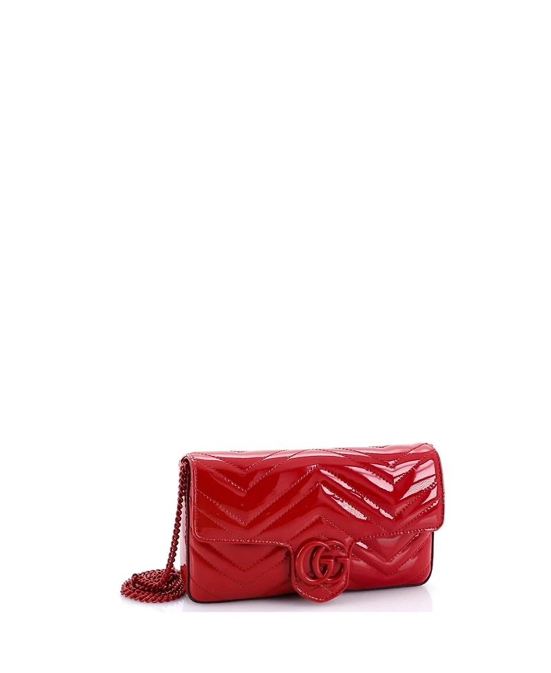 Pre-Owned Gucci Mini Gg Marmont Flap Bag Matelasse Patent