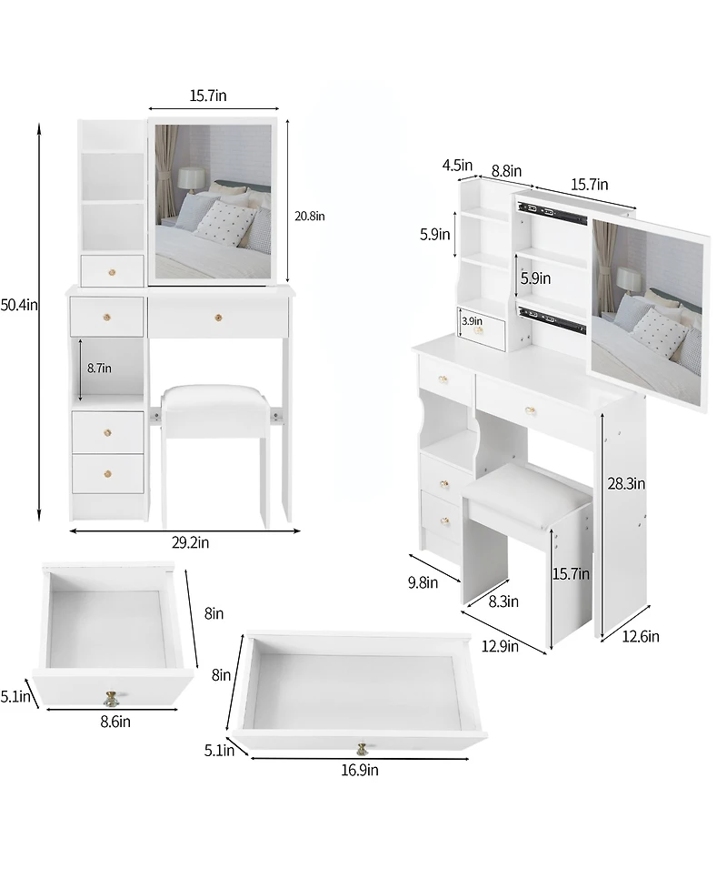 Rainsken Makeup Vanity Desk Set