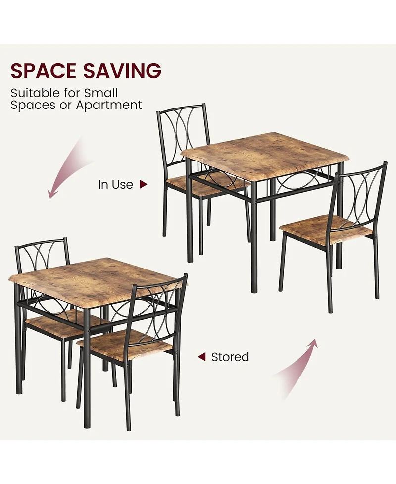 gaomon Dining Table Set for 2, Kitchen Table and Chairs for 2, Square Dining Room Table Set with 2 Metal and Wood Chairs, Kitchen Table Set
