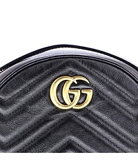 Pre-Owned Gucci Mini Gg Marmont Round Shoulder Bag Matelasse Leather
