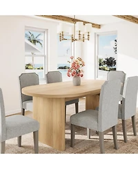 gaomon 70.8 Inch Oval Dining Table with Upholstered Dining Chairs, Kitchen Table with Sturdy Wooden Base