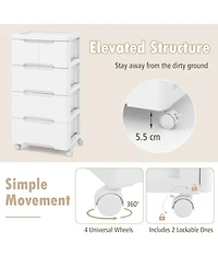 Sugift Rolling Storage Cabinet with Universal Wheels and 5 Drawers