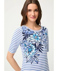 Olsen Women's Stripe Placement Print T-Shirt