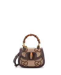 Pre-Owned Gucci Mini Bamboo 1947 Top Handle Bag Jumbo Gg Canvas