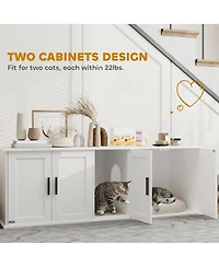 PawHut Cat Litter Box Enclosure, Litter Box Furniture with Scratching Mat