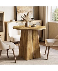 Tribesigns 31.50" Round Dining Table for 2 People, Farmhouse Dining Room Table for Living Room, Circle Kitchen Table