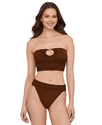 Steve Madden Women's Gold-Tone Bead Keyhole Tube Bikini Top