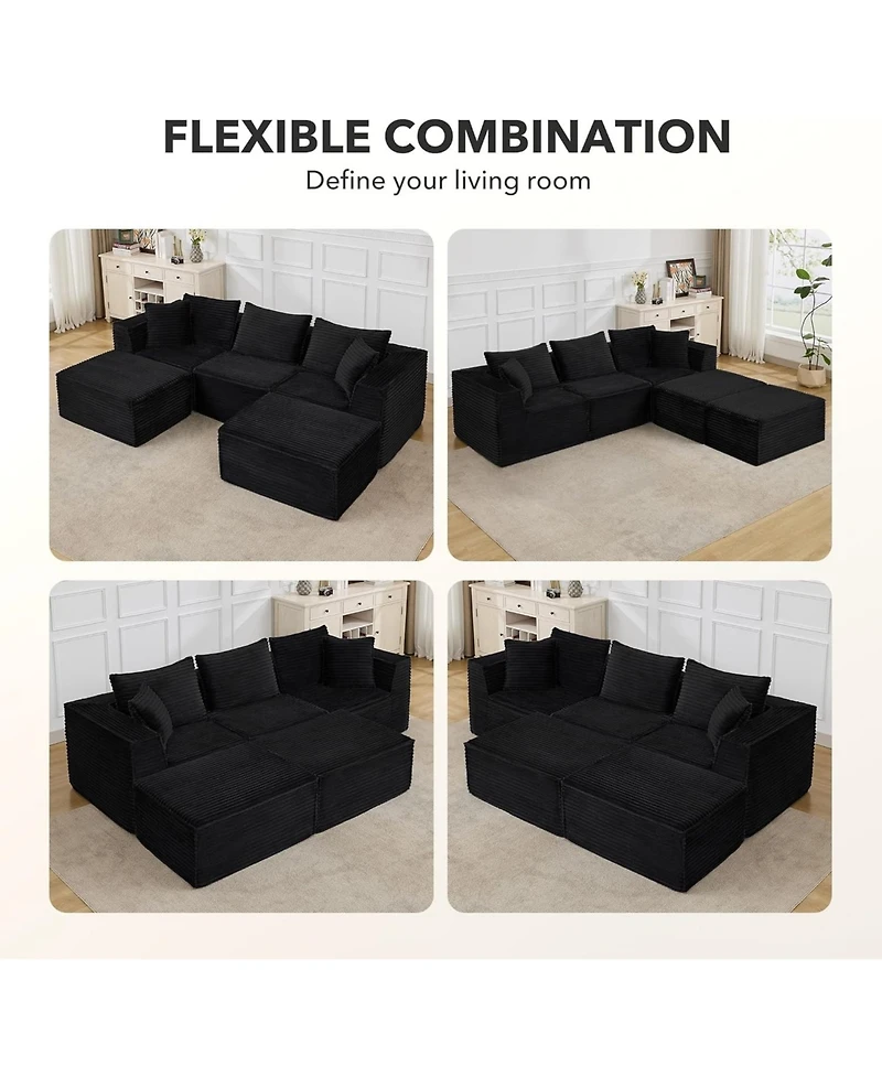 gaomon 107" Cloud Sectional Sofa, U-Shaped Modular Couch with Chaise, Memory Foam