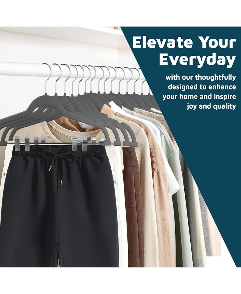 Lifemaster Velvet Skirt Hangers, Adjustable Clips, 360° Swivel Hook, Non-Slip, Holds 10, Organize Clothes, 17.13"x8.86", 30-Pack