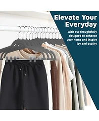 Lifemaster Velvet Skirt Hangers, Adjustable Clips, 360° Swivel Hook, Non-Slip, Holds 10, Organize Clothes, 17.13"x8.86", 30-Pack
