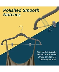 Lifemaster Velvet Skirt Hangers, Adjustable Clips, 360° Swivel Hook, Non-Slip Shoulder Notch, Holds 10 lbs