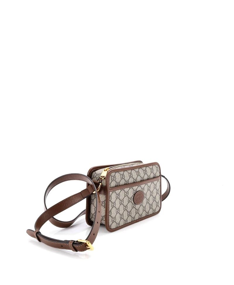 Pre-Owned Gucci Mini Interlocking G Patch Camera Bag Gg Coated Canvas