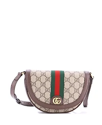 Pre-Owned Gucci Mini Ophidia Curved Flap Shoulder Bag Gg Coated Canvas