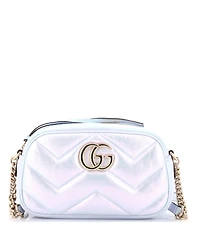 Pre-Owned Gucci Small Gg Marmont Shoulder Bag Chevron Iridescent Leather