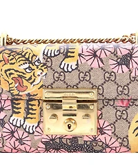 Pre-Owned Gucci Small Padlock Shoulder Bag Bengal Print Gg Coated Canvas