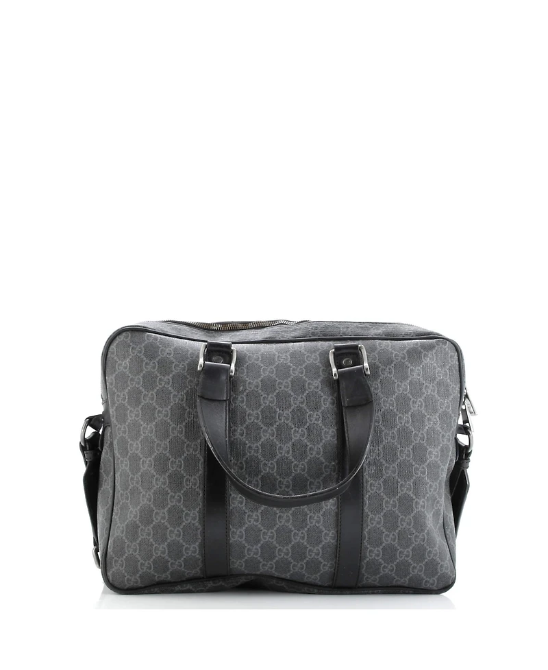 Pre-Owned Gucci Medium Convertible Zip Around Briefcase Gg Coated Canvas
