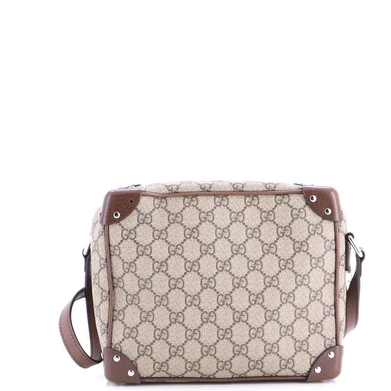 Pre-Owned Gucci Trunk Shoulder Bag Gg Coated Canvas with Studded Leather
